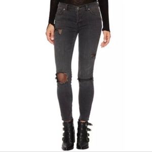 Free People Distressed Fishnet Crop Jeans